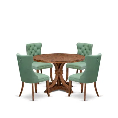 Luxe By East West Furniture 5-pc Modern Dining Set Include A Wooden Table And 4 Willow Green Parson Chairs