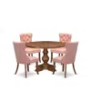 Luxe By East West Furniture 5-pc Modern Dining Table Set Contain A Wood Table And 4 Beige Red Parson Chairs