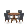 Luxe By East West Furniture 5-piece Dining Room A Kitchen Table And 4 Platinum Gray Dining Room Chairs