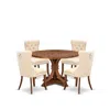 Luxe By East West Furniture 5-piece Dining Room Set In Light Beige Color