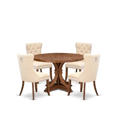 Luxe By East West Furniture 5-piece Dining Room Set In Light Beige Color