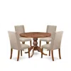 Luxe By East West Furniture 5-piece Dining Room Table Set A Dining Table, 4 Light Tan Fabric Dining Chairs