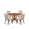 Luxe By East West Furniture 5 Piece Dining Set Consists Of 48" Round Kitchen Table In Light Tan Color