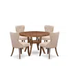 Luxe By East West Furniture 5 Piece Dining Set Consists Of 48" Round Kitchen Table In Light Tan Color
