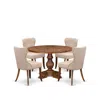 Luxe By East West Furniture 5 Piece Dining Set For 4 Contains 48" Round Table In Light Tan Color