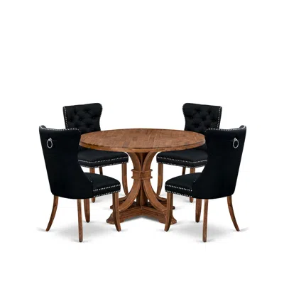 Luxe By East West Furniture 5-piece Kitchen Set In Black Color