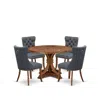Luxe By East West Furniture 5-piece Kitchen Table A Modern Dining Table And 4 Platinum Gray Kitchen Chairs