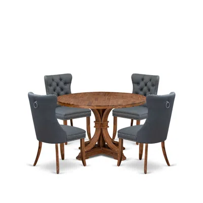Luxe By East West Furniture 5-piece Kitchen Table A Modern Dining Table And 4 Platinum Gray Kitchen Chairs