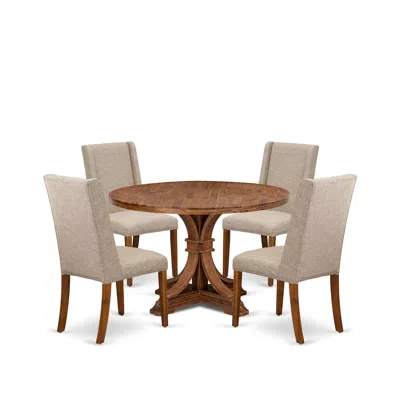 Luxe By East West Furniture 5-piece Kitchen Table Set Consist Of A Dining Table, 4 Light Tan Kitchen Chairs
