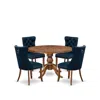 Luxe By East West Furniture 5-piece Kitchen Table Set In Navy Blue Color
