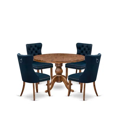 Luxe By East West Furniture 5-piece Kitchen Table Set In Navy Blue Color
