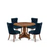 Luxe By East West Furniture 5-piece Kitchen Table Set In Navy Blue Color