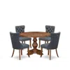 Luxe By East West Furniture 5-piece Mid-century Dining Table And 4 Platinum Gray Dinner Chairs