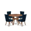 Luxe By East West Furniture 5-piece Mid Century Kitchen Set In Navy Blue Color