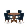 Luxe By East West Furniture 5-piece Modern Dining Set In Navy Blue Color