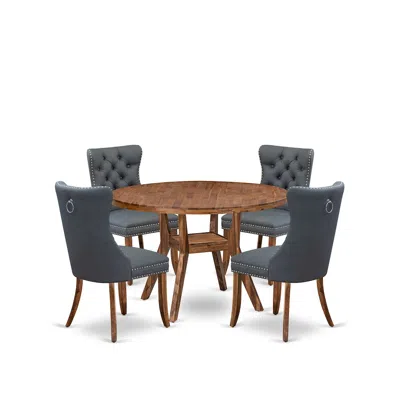 Luxe By East West Furniture 5-piece Modern Dining Table A Kitchen Table, 4 Platinum Gray Dining Room Chairs
