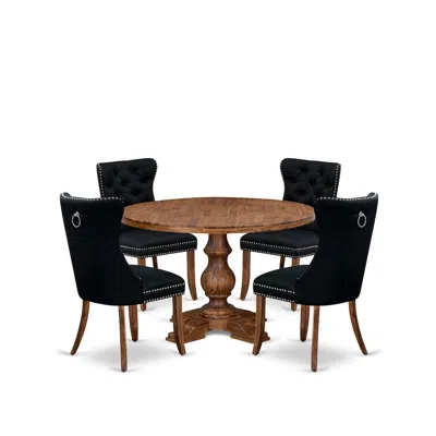Luxe By East West Furniture 5-piece Modern Dining Table Set In Black Color