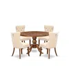 Luxe By East West Furniture 5-piece Modern Dining Table Set In Light Beige Color
