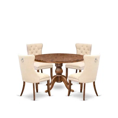 Luxe By East West Furniture 5-piece Modern Dining Table Set In Light Beige Color