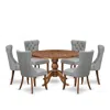 Luxe By East West Furniture 7-pc Dining Set Contain A Mid Century Dining Table And 6 Light Gray Chairs