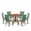 Luxe By East West Furniture 7-pc Dining Set Contain A Mid Century Table, 6 Willow Green Upholstered Chairs