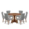 Luxe By East West Furniture 7-pc Dining Table Set Consist A Mid Century Dining Table And 6 Light Gray Chairs