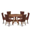 Luxe By East West Furniture 7-pc Dinner Table Set Contain A Mid Century Dining Table And 6 Burgundy Chairs