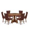 Luxe By East West Furniture 7-pc Kitchen Table Set Consist A Mid Century Dining Table And 6 Burgundy Chairs