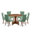 Luxe By East West Furniture 7-pc Mid Century Set Consist A Dining Table, 6 Willow Green Upholstered Chairs