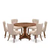 Luxe By East West Furniture 7 Piece Dinette Set Includes 48" Round Table In Light Tan Color