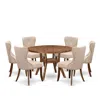 Luxe By East West Furniture 7 Piece Dining Set For 6 Contains 48" Round Table In Light Tan Color