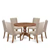 Luxe By East West Furniture 7-piece Dining Table Set A Kitchen Table, 6 Light Tan Fabric Dining Room Chairs