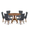Luxe By East West Furniture 7-piece Dining Table Set Of A Dining Table, 6 Platinum Gray Dining Room Chairs