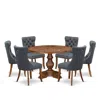Luxe By East West Furniture 7-piece Dining Table Set Of A Kitchen Table, 6 Platinum Gray Dining Chairs