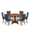 Luxe By East West Furniture 7-piece Dining Table Set Of A Modern Dining Table, 6 Platinum Gray Dinner Chairs