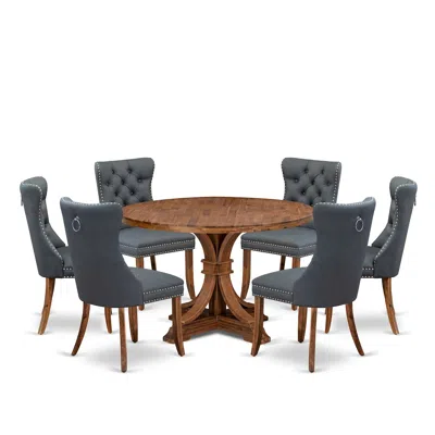 Luxe By East West Furniture 7-piece Dining Table Set Of A Modern Dining Table, 6 Platinum Gray Dinner Chairs