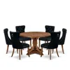 Luxe By East West Furniture 7-piece Kitchen Dining Table Set In Black Color