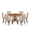 Luxe By East West Furniture 7 Piece Kitchen Table Set Contains 48" Round Table In Light Tan Color