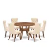 Luxe By East West Furniture 7-piece Kitchen Table Set In Light Beige Color