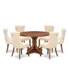 Luxe By East West Furniture 7-piece Kitchen Table Set In Light Beige Color