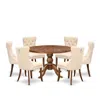 Luxe By East West Furniture 7-piece Kitchen Table Set In Light Beige Color