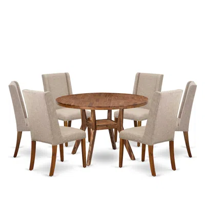 Luxe By East West Furniture 7-piece Modern Dining Set Consist Of A Dining Table, 6 Light Tan Dining Chair