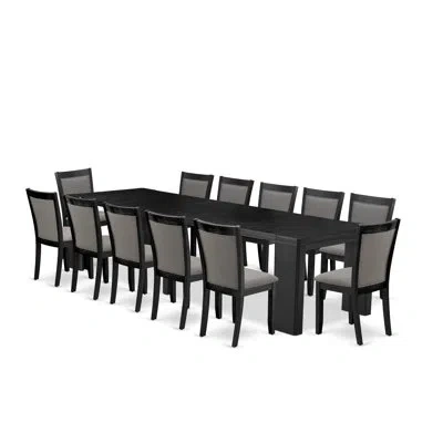 Luxe By East West Furniture Dining Room Table Set, Table And Linen Fabric Dining Chairs. In Dark Gotham Gray