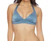 Luxe By Lisa Vogel Liquid Halter Bralette Bikini Top In Blue In Blue