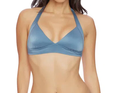 Luxe By Lisa Vogel Liquid Halter Bralette Bikini Top In Blue