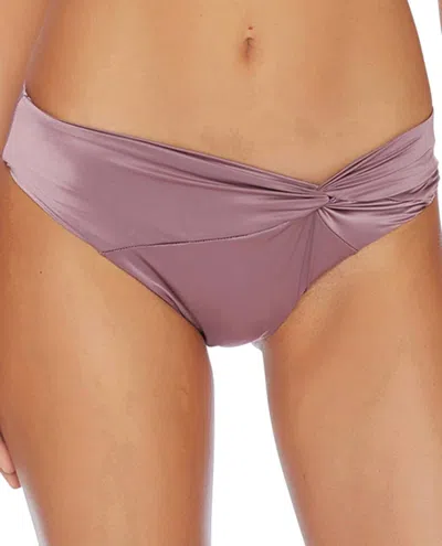 Luxe By Lisa Vogel Liquid Side Twist California Bikini Bottom In Plum In Purple