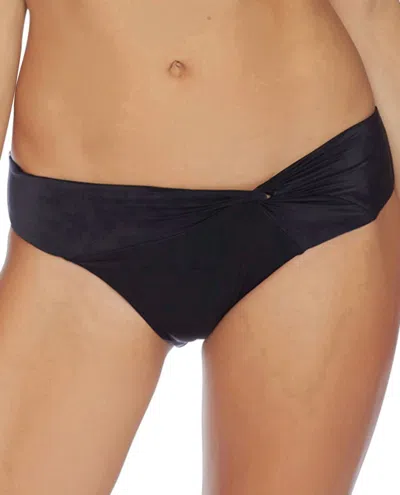 Luxe By Lisa Vogel Side Twist California Bikini Bottom In Onyx In Black