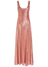 Luxe De Valentina Bella Como Metallic Jersey Gown In Pink