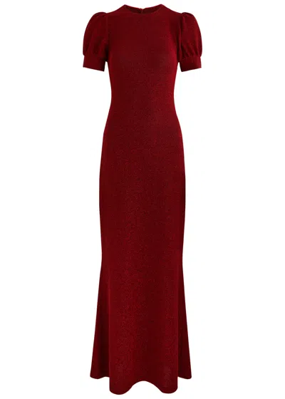 Luxe De Valentina Como Lamé Maxi Dress In Red
