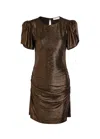 Luxe De Valentina Como Metallic Jersey Mini Dress In Brown